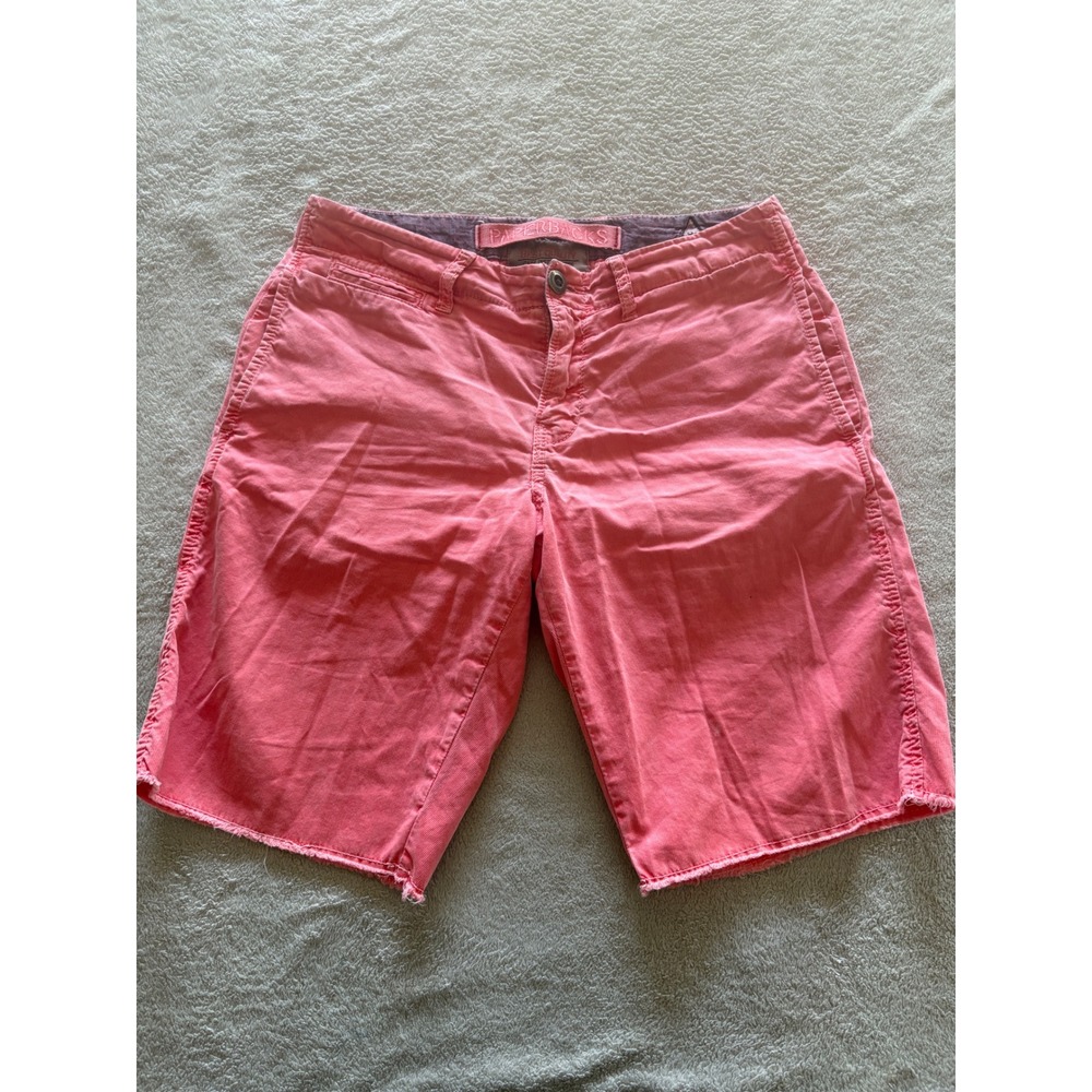 Paperbacks Men's Coral Pink Corduroy Shorts Raw Hem Casual Summer‎